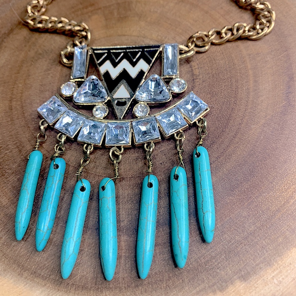 Western Bohemian Chunky Turquoise Necklace